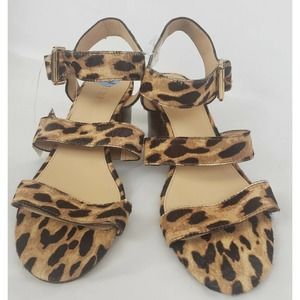 J. Crew Womens Sandals Shoes 7.5 Block Heel 3 Strap Dyed Calf Hair Style J0732